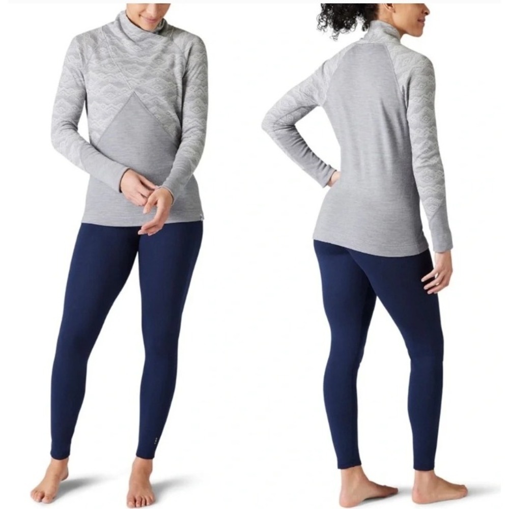Smartwool Merino 250 Crossover Neck Top Size S Grey Wool Fair Isle Outdoor Top